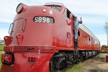 A conductor greets visitors at the St. Louis Iron Mountain & Southern Railway (Carolyn Tomlin)